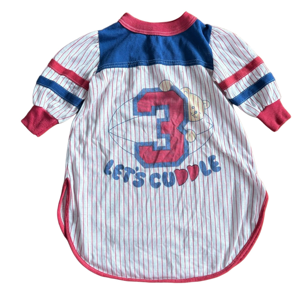 Vintage Kids Baby Girl Baseball Lets Cuddle Nightgown Pajama Dress Size 12M
